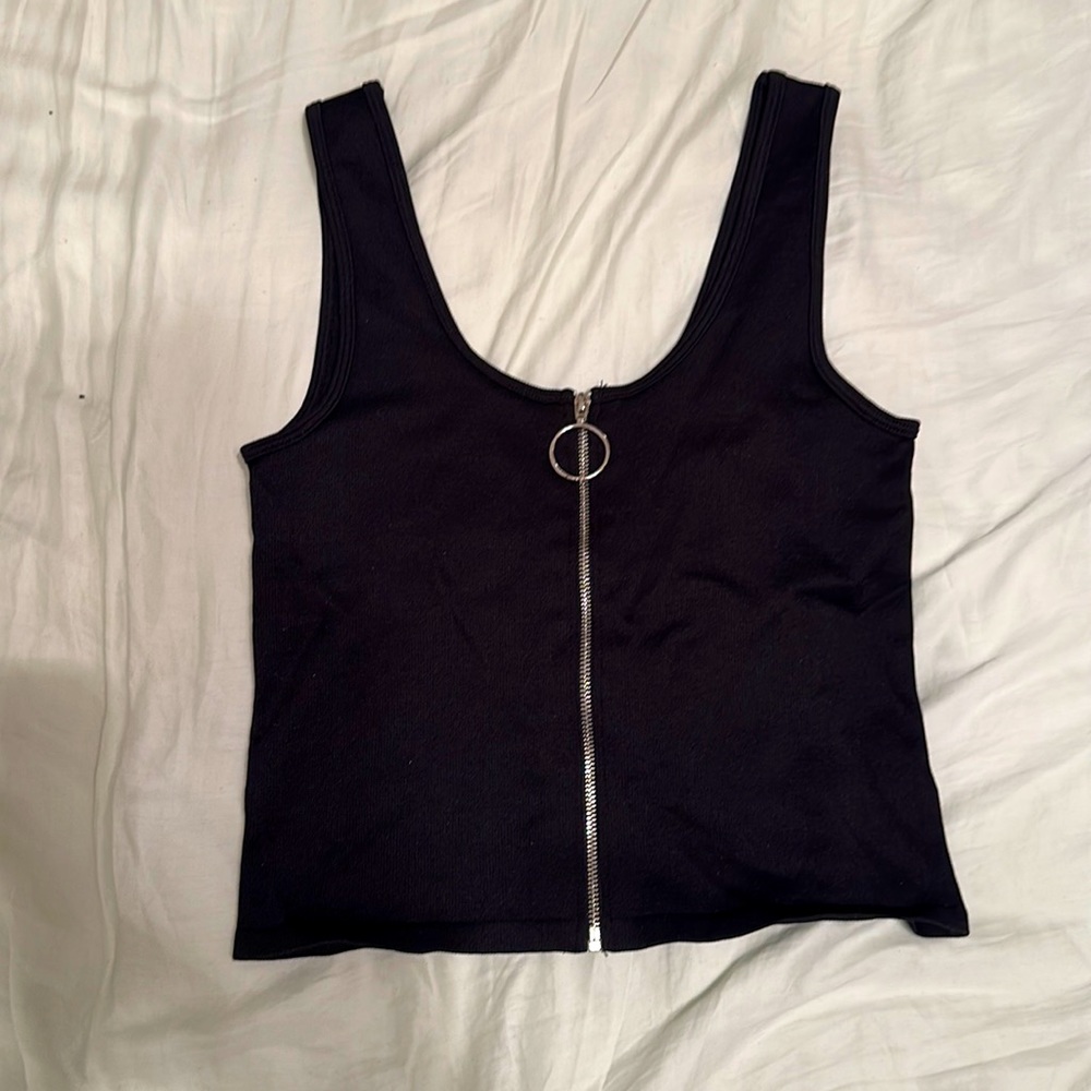 Black zip up tank top size med/large fits like a small/medium